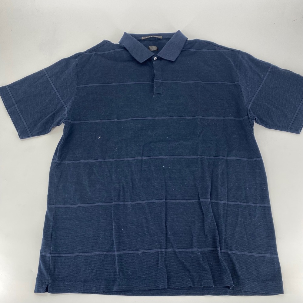 Tiger Woods Mens Blue Striped Polo Shirt Golf Casual XL